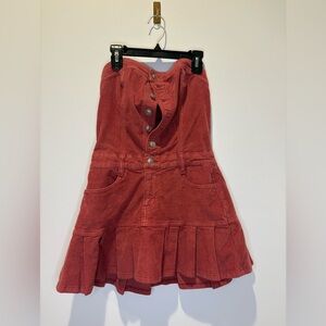 American Rag A-Line Corduroy Strapless Dress- Rust Red